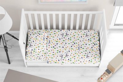 Σεντόνια Εμπριμέ Σετ 3 τεμ bebe Minecraft 565 120X160 White-Multi 100% Cotton