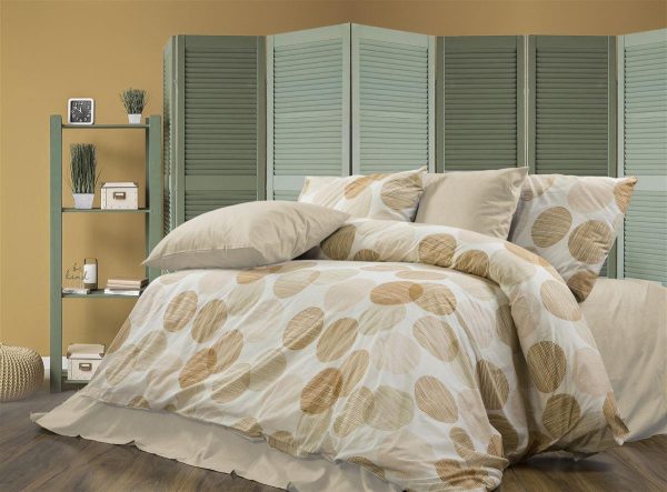 Σεντόνια Εμπριμέ Σετ 4 τεμ Κοραλία 465 220X240 Beige 70/30 Cott/Pol