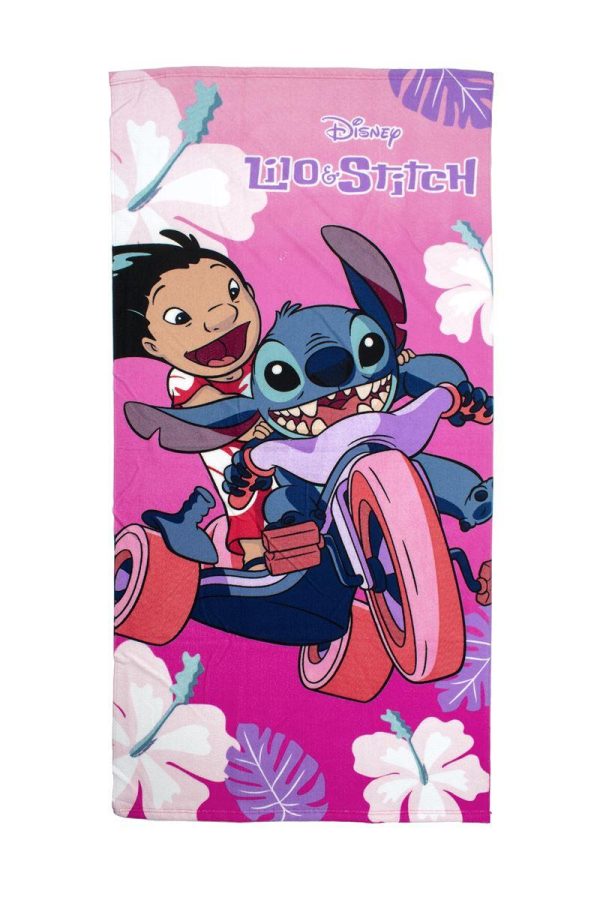 Πετσέτα Θαλάσσης Quick Dry Disney Home Lilo & Stitch 08 70X140 Pink 100% Microfiber