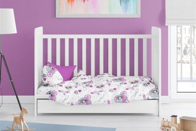 Παπλωματοθήκη Εμπριμέ bebe Princess 389 120X160 White-Lila 70/30 Cott/Pol