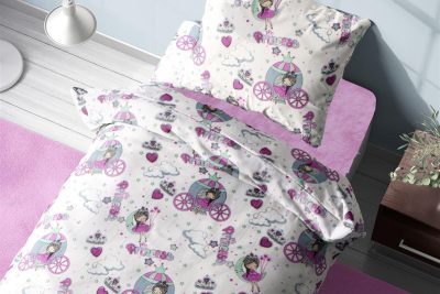 Σεντόνια Εμπριμέ Σετ 3 τεμ kids Princess 389 160X240 White-Lila 70/30 Cott/Pol