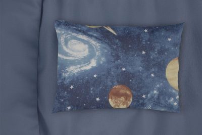 Μαξιλαροθήκη Εμπριμέ bebe Milky Way 185 35X45 Blue 100% Cotton