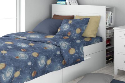 Σεντόνια Εμπριμέ Σετ 3 τεμ kids Milky Way 185 160X240 Blue 100% Cotton