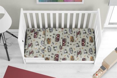 Σεντόνια Εμπριμέ Σετ 3 τεμ bebe Toys 47 120X160 Olive 100% Cotton Flannel