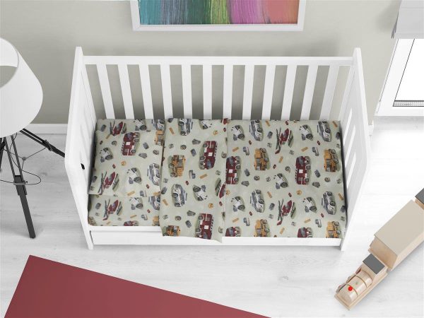 Σεντόνια Εμπριμέ Σετ 3 τεμ bebe Toys 47 120X160 Olive 100% Cotton Flannel