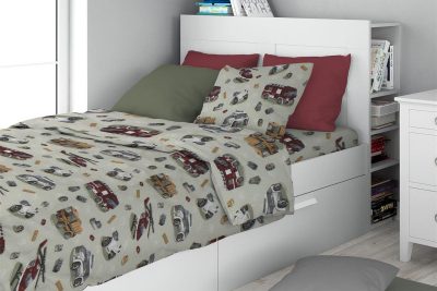 Σεντόνια Εμπριμέ Σετ 3 τεμ kids Toys 47 160X240 Olive 100% Cotton Flannel