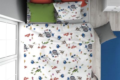 Παπλωματοθήκη Εμπριμέ kids Nemo 31 160X240 White 100% Cotton Flannel