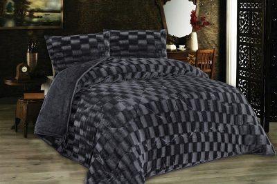 Κουβερτοπάπλωμα με εφέ Fleece 750 gsm 1940 Grey-Black 160X220 100% Polyester