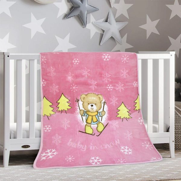 LINO ΚΟΥΒΕΡΤΑ BEAR SKI PINK 110X140