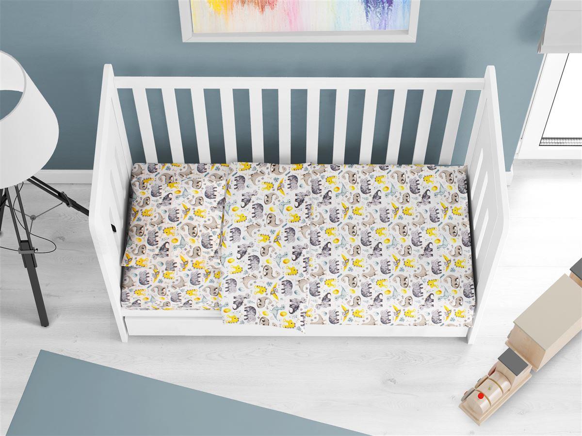 ΣΕΝΤΟΝΙΑ ΕΜΠΡΙΜΕ ΣΕΤ 3 τεμ bebe Dinosaur 516 120X160 Grey 100% Cotton