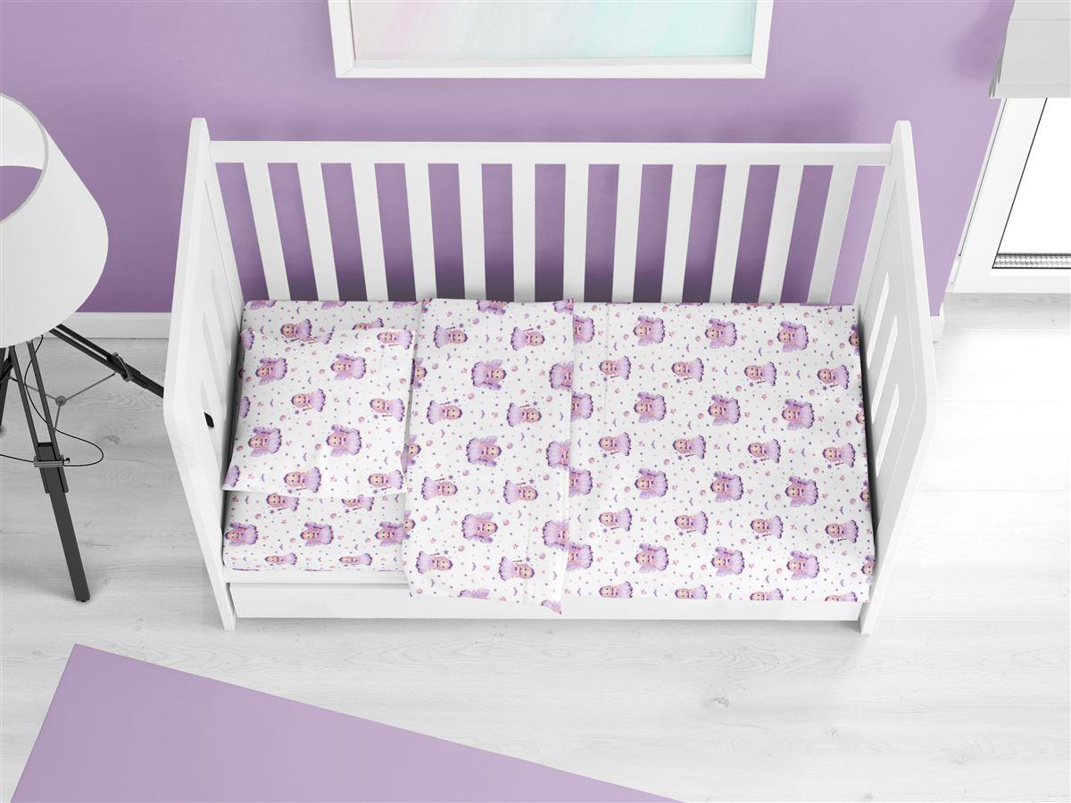 ΣΕΝΤΟΝΙΑ ΕΜΠΡΙΜΕ ΣΕΤ 3 τεμ bebe Fairy 86 120X160 White-Lilac 100% Cotton Flannel