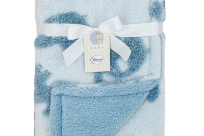 Κουβέρτα Sherpa Jacquard bebe 460 gsm Elephant 08 75X100 Sky Blue 100% Polyester