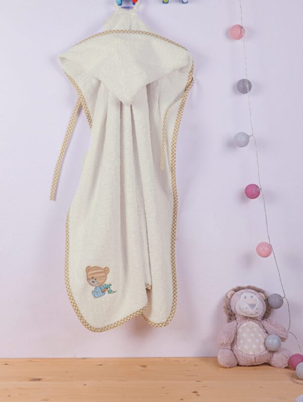 ΚΑΠΑ bebe HAPPY BEARS 22 75X85 ΕΚΡΟΥ/ΜΠΕΖ Cotton 100% - Image 2