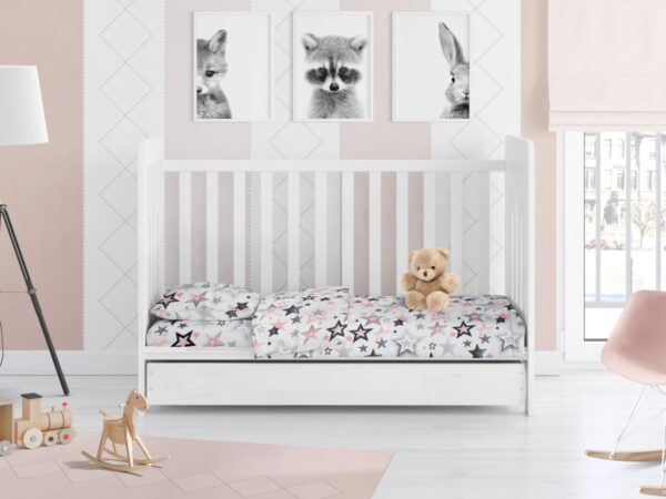 ΠΑΠΛΩΜΑ ΕΜΠΡΙΜΕ bebe Star 122 120X160 Grey-Pink Cotton 100% - Image 2