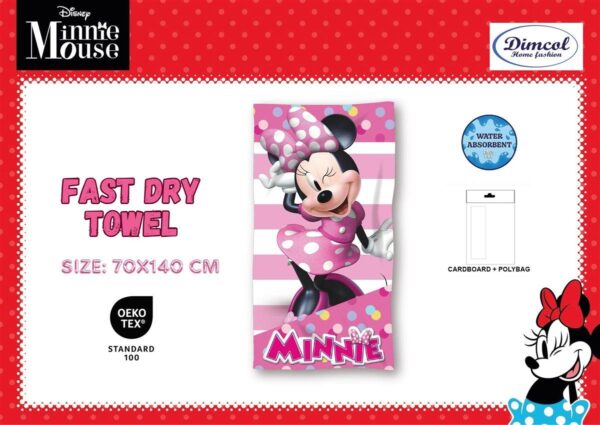 Πετσέτα Θαλάσσης Quick Dry Disney Home Minnie 26 70X140 Pink 100% Microfiber - Image 2