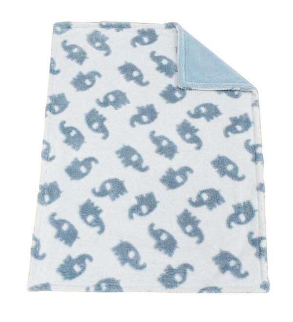 Κουβέρτα Sherpa Jacquard bebe 460 gsm Elephant 08 75X100 Sky Blue 100% Polyester - Image 2