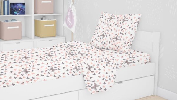 ΣΕΝΤΟΝΙΑ ΕΜΠΡΙΜΕ ΣΕΤ 3 τεμ kids Butterfly 61 160X240 Coral Cotton 100% - Image 2